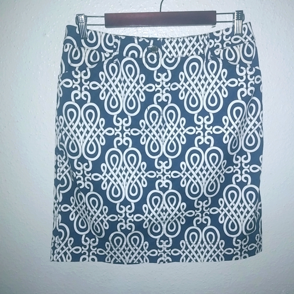 Jones of NY Stretch 6 Summer Preppy Mini Skirt in Darkest Navy White